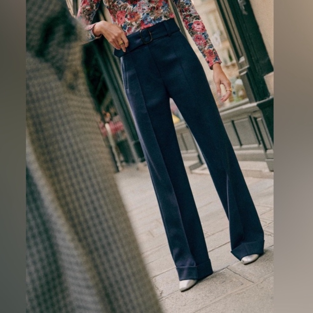 Sézane Lukas Trousers Navy sz 34 - READ